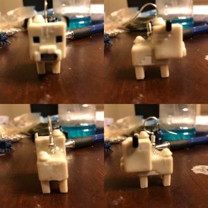 White Minecraft cow earring